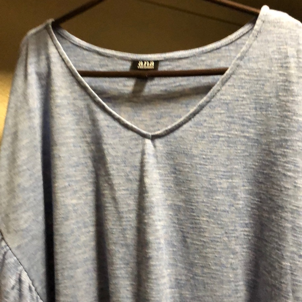 A.N.A blue ruffle sleeve shirt